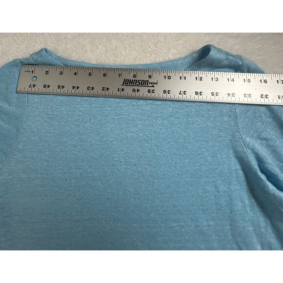 J.Jill Love Linen Womens Blue & White 3/4 Sleeve Tunic Top Small Boat Neck NWOT - Picture 5 of 8